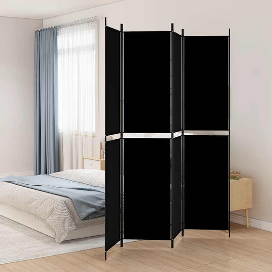 Kamerscherm met 4 panelen 200x220 cm stof zwart is nu te koop bij PeponiXL, paradijselijk wonen!