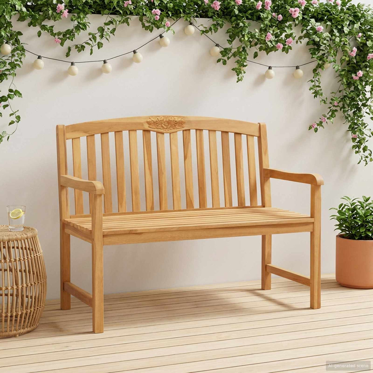 Handgemaakte Rozenbank Naturel 114 x 60,5 x 95 cm is nu te koop bij PeponiXL, paradijselijk wonen!
