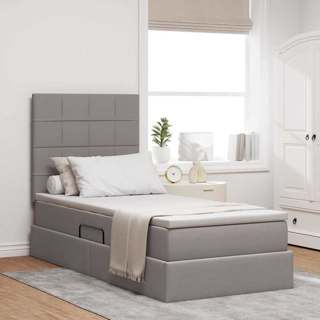 Opbergbed met LED met matras Taupe 90 x 200 cm Polyester is nu te koop bij PeponiXL, paradijselijk wonen!