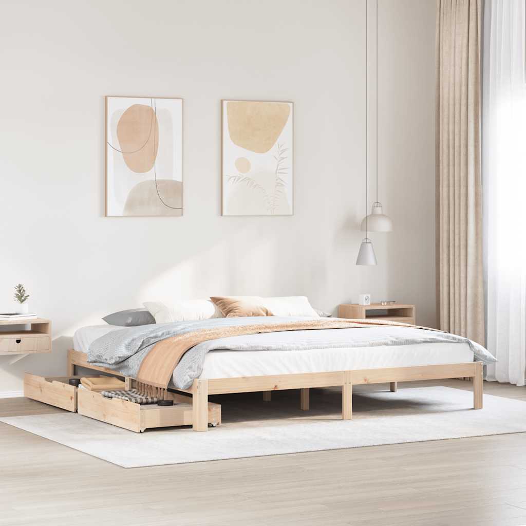 Bedframe met lades massief grenenhout 180x200 cm is nu te koop bij PeponiXL, paradijselijk wonen!