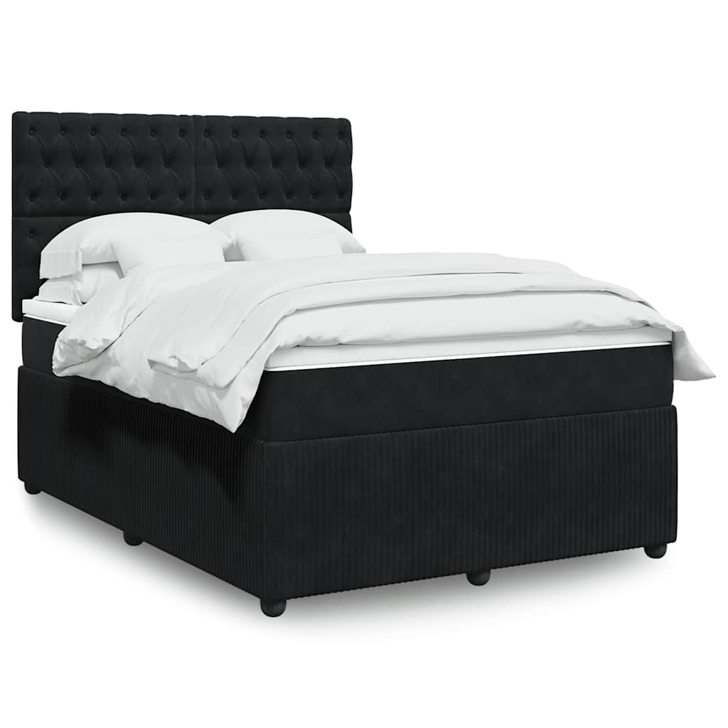 Boxspring met matras fluweel zwart 160x200 cm is nu te koop bij PeponiXL, paradijselijk wonen!