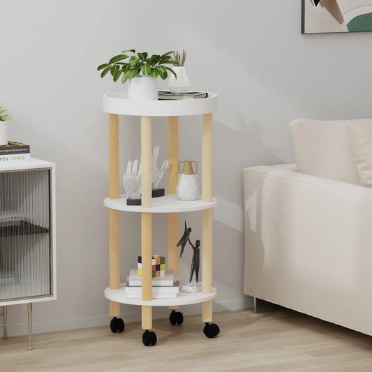 Trolley 38x38x82 cm bewerkt hout en massief grenenhout wit is nu te koop bij PeponiXL, paradijselijk wonen!