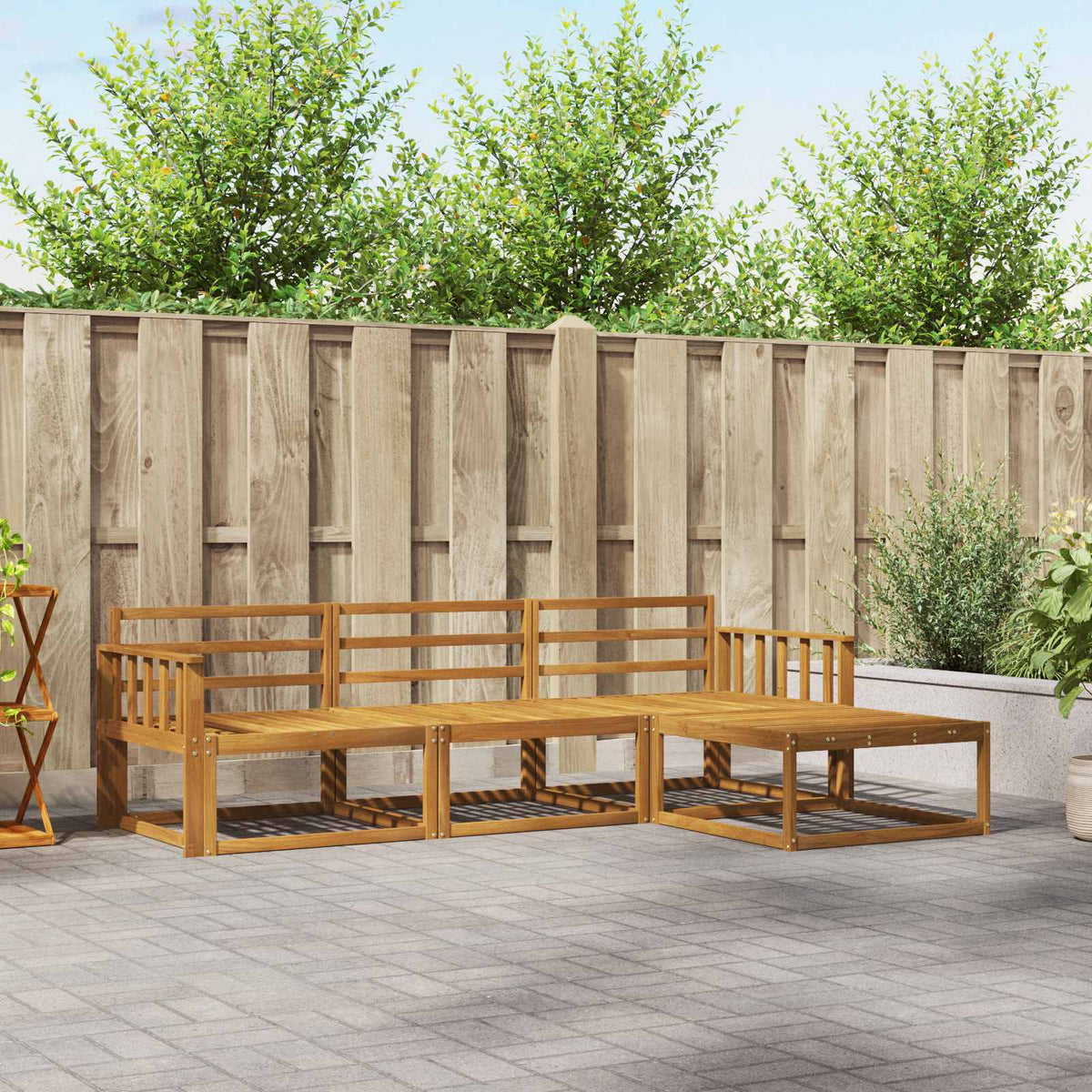 Buiten bankenset 4 pcs Naturel Massief Acaciahout is nu te koop bij PeponiXL, paradijselijk wonen!