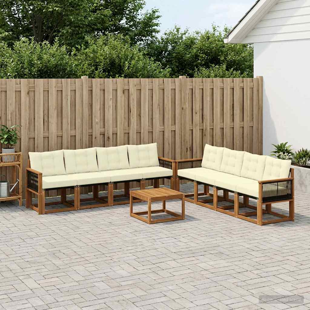 Buiten bankenset met kussen 9 pcs Natuurlijk en Crème is nu te koop bij PeponiXL, paradijselijk wonen!