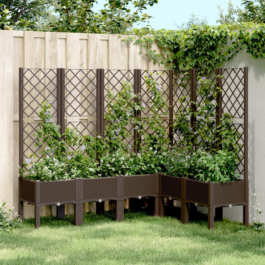 Plantenbak met latwerk 160x120x142 cm polypropeen bruin is nu te koop bij PeponiXL, paradijselijk wonen!