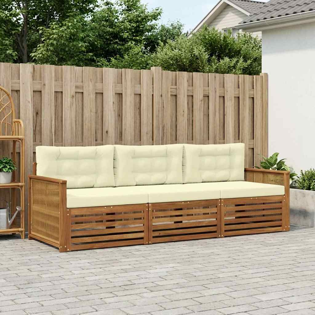 Buiten bankenset met kussen 3 pcs Natuurlijk en Crème is nu te koop bij PeponiXL, paradijselijk wonen!