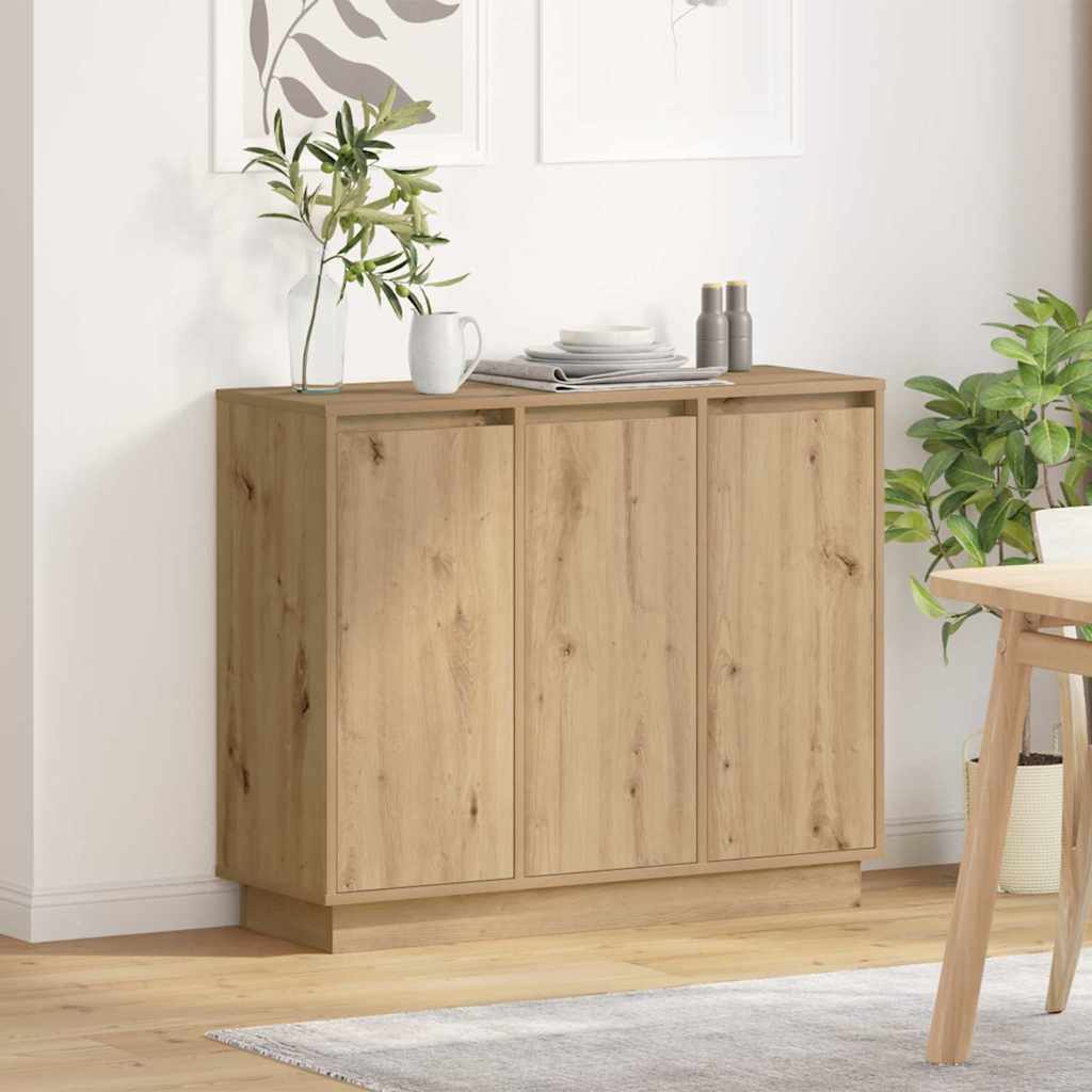 LED Sideboard Artisan Eiken 90 x 32 x 75 cm Bewerkt hout is nu te koop bij PeponiXL, paradijselijk wonen!