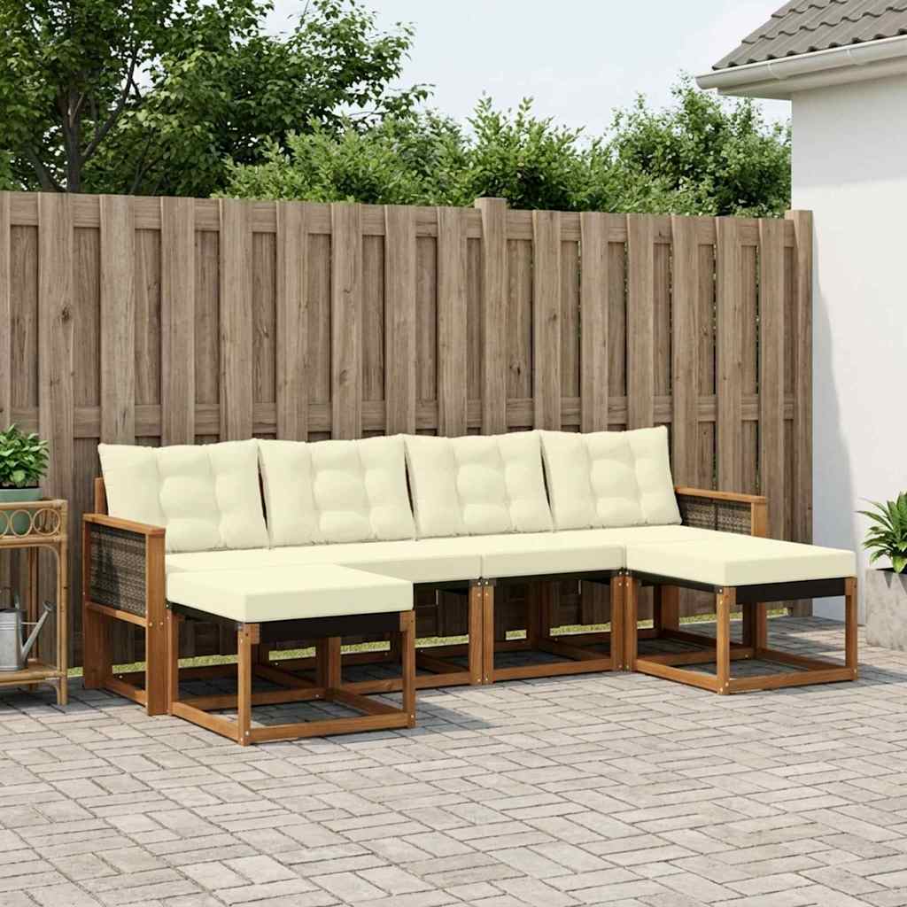 Buiten bankenset met kussen 6 pcs Natuurlijk en Crème is nu te koop bij PeponiXL, paradijselijk wonen!