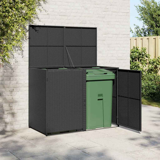 Containerberging dubbel 148x80x111 cm poly rattan zwart is nu te koop bij PeponiXL, paradijselijk wonen!