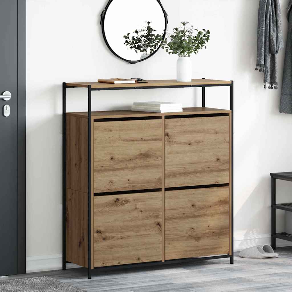 Schoenenkast Artisan Eiken 100 x 34 x 112 cm Bewerkt hout is nu te koop bij PeponiXL, paradijselijk wonen!