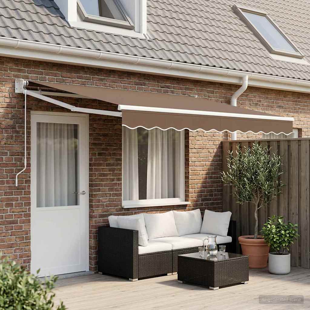 Uitschuifbare luifel Taupe 4 x 2 m Polyester en Metaal is nu te koop bij PeponiXL, paradijselijk wonen!