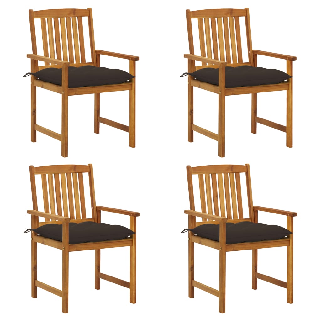 Tuinstoelen 4 st met kussens massief acaciahout is nu te koop bij PeponiXL, paradijselijk wonen!