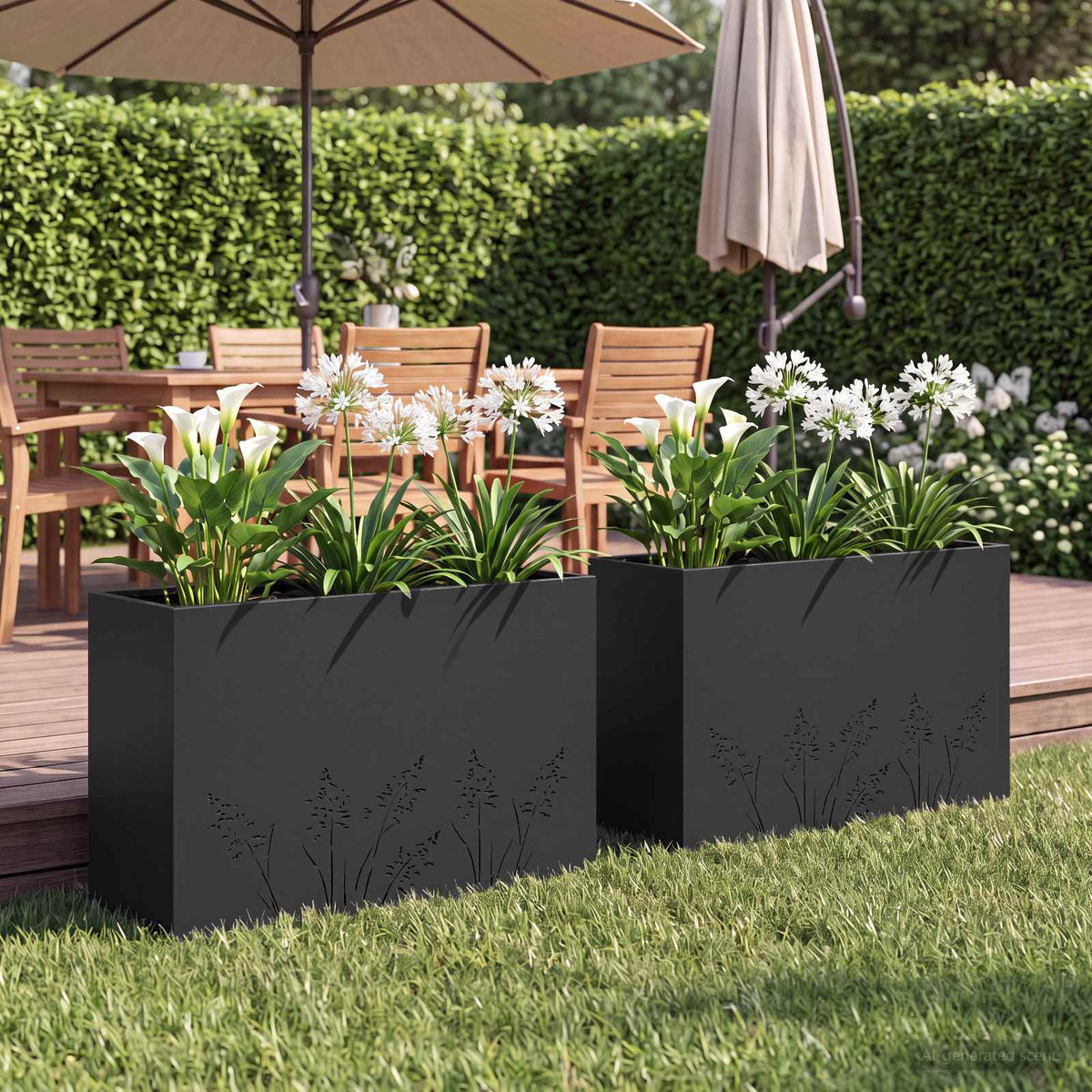 Plantenbak 2 st Zwart 80 x 20 x 49 cm Koudgewalst staal is nu te koop bij PeponiXL, paradijselijk wonen!