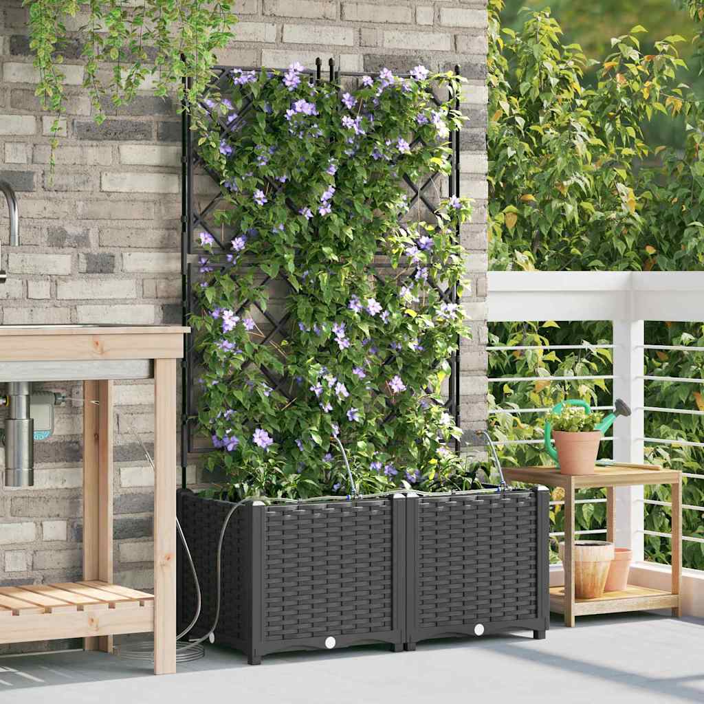 Tuin Bloempot 2 pcs Zwart Kunststof is nu te koop bij PeponiXL, paradijselijk wonen!