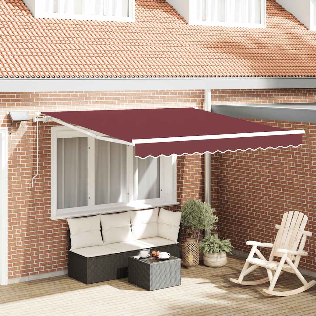 Luifel handmatig uittrekbaar met LED 300x250 cm bordeauxrood is nu te koop bij PeponiXL, paradijselijk wonen!