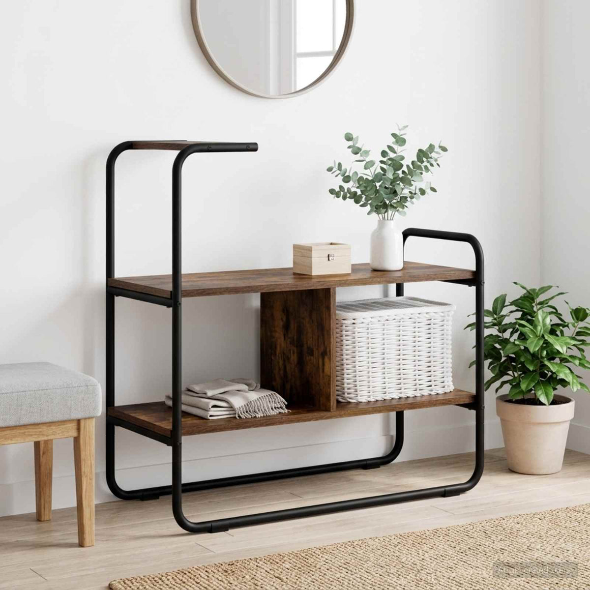 Consoletafel Gerookt eiken 80 x 35 x 75 cm Bewerkt hout is nu te koop bij PeponiXL, paradijselijk wonen!