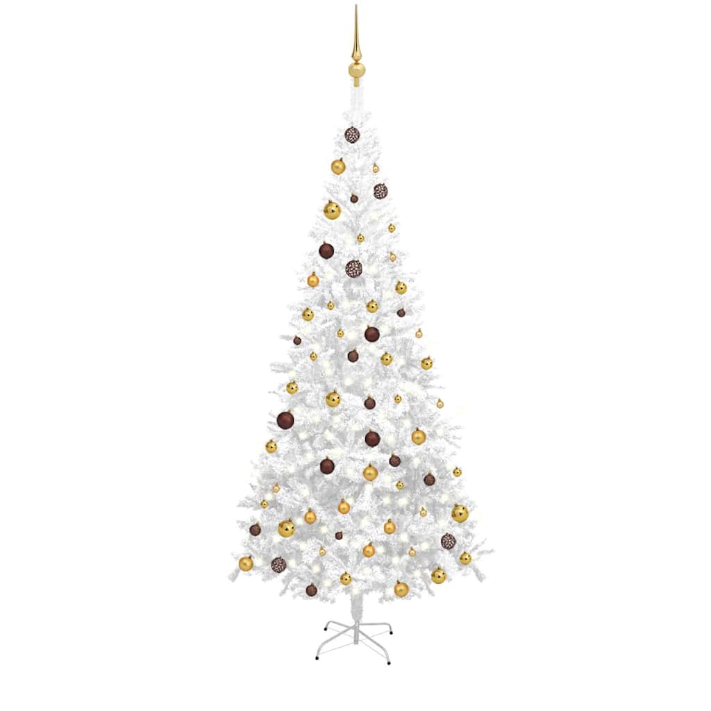 Kunstkerstboom met verlichting en kerstballen L 240 cm wit is nu te koop bij PeponiXL, paradijselijk wonen!