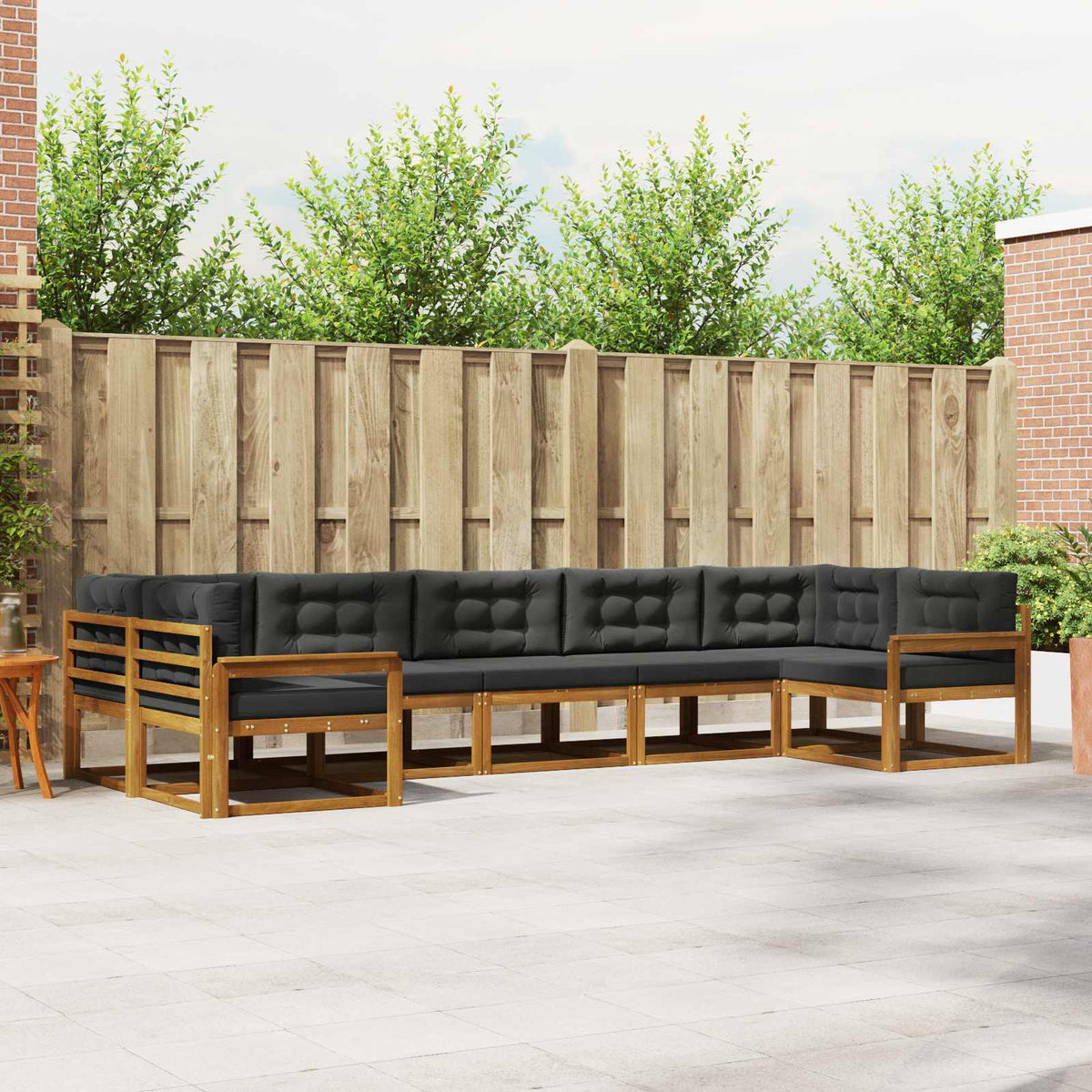 Buiten bankenset met kussen 7 pcs Natuurlijk en Antraciet is nu te koop bij PeponiXL, paradijselijk wonen!