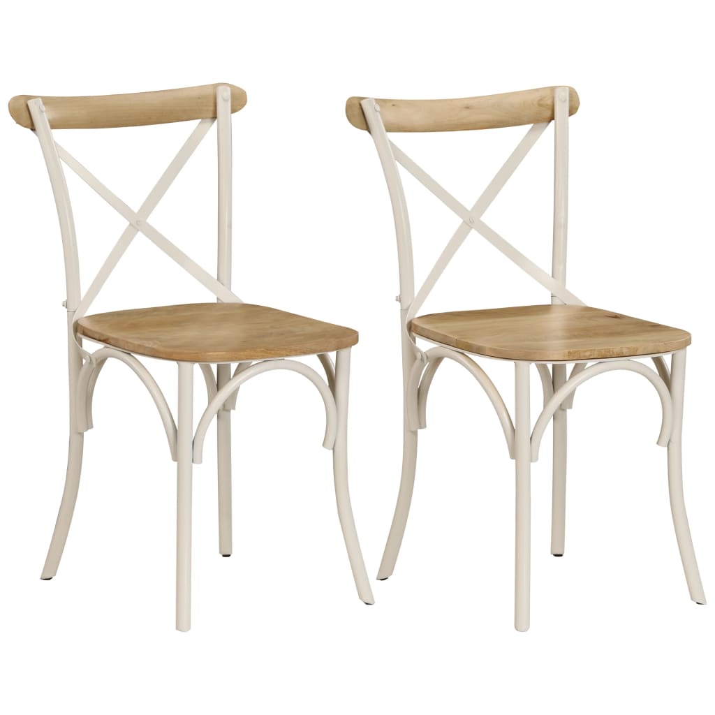 Kruisstoelen 2 st massief mangohout wit is nu te koop bij PeponiXL, paradijselijk wonen!