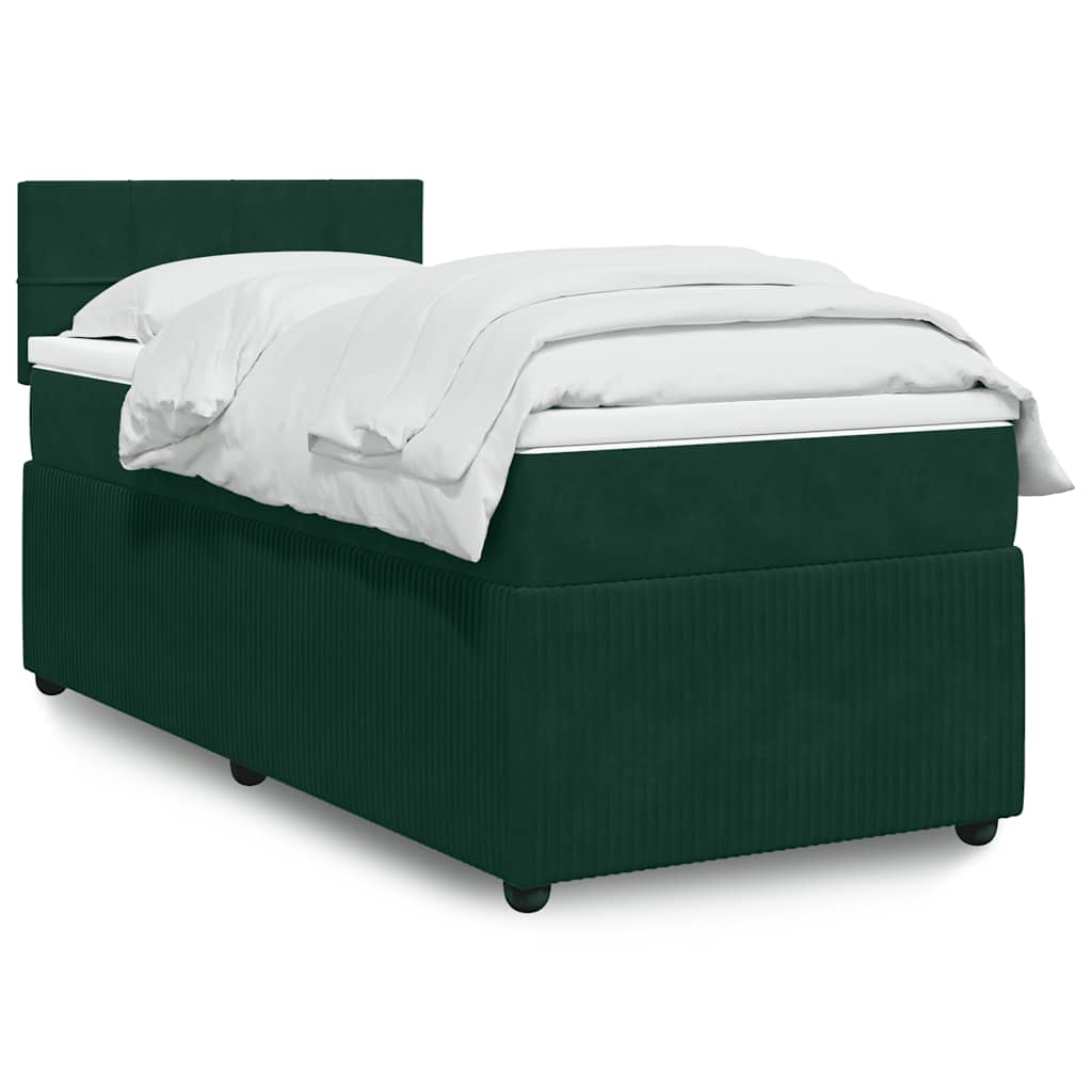 Boxspring met matras fluweel donkergroen 80x200 cm is nu te koop bij PeponiXL, paradijselijk wonen!