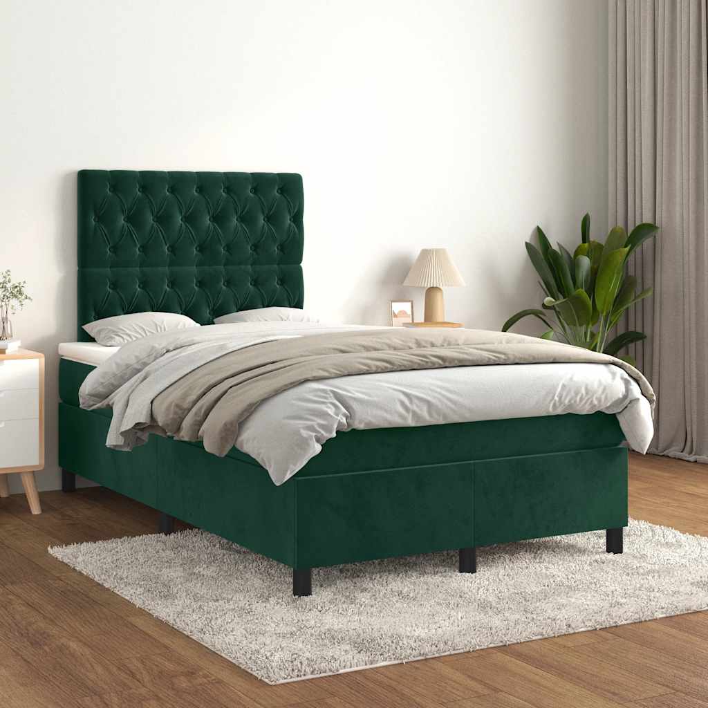 Boxspring met matras fluweel donkergroen 120x200 cm is nu te koop bij PeponiXL, paradijselijk wonen!