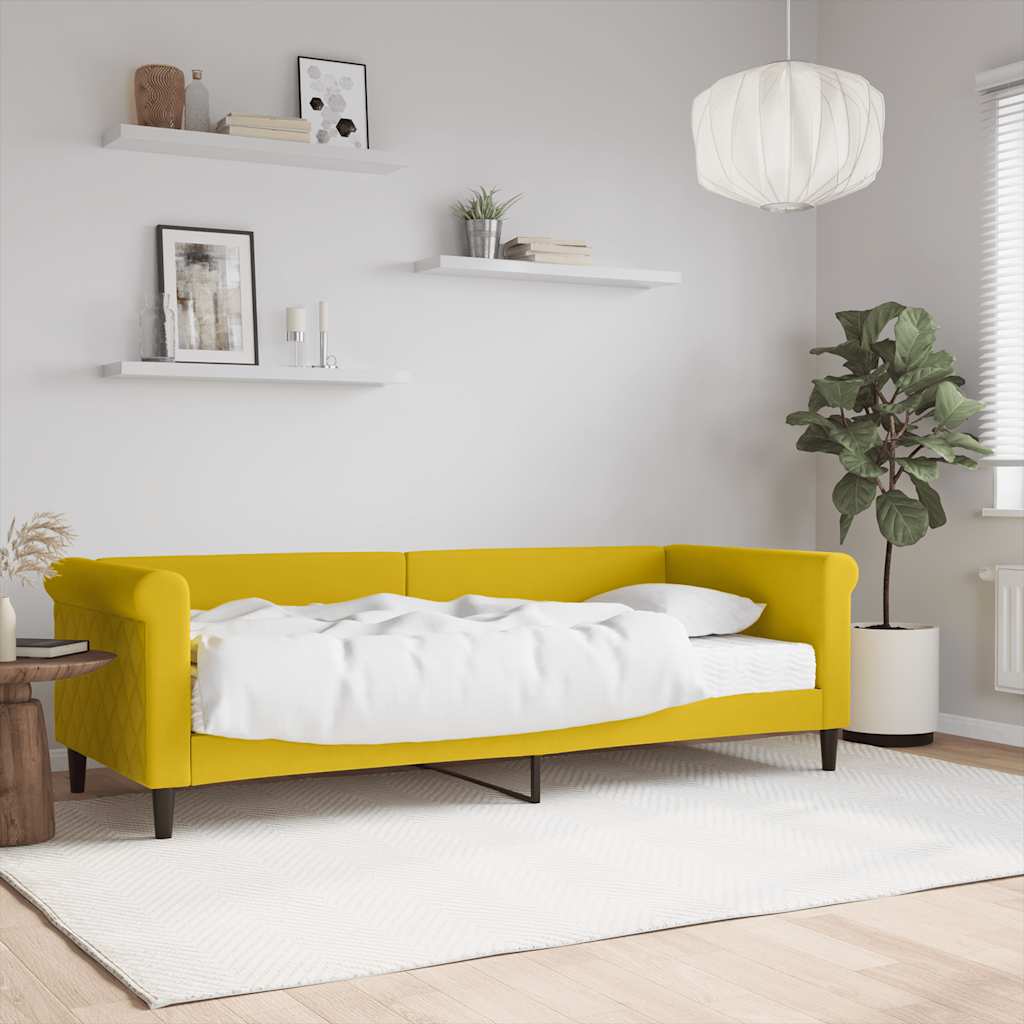 Slaapbank met matras 80x200 cm fluweel geel is nu te koop bij PeponiXL, paradijselijk wonen!