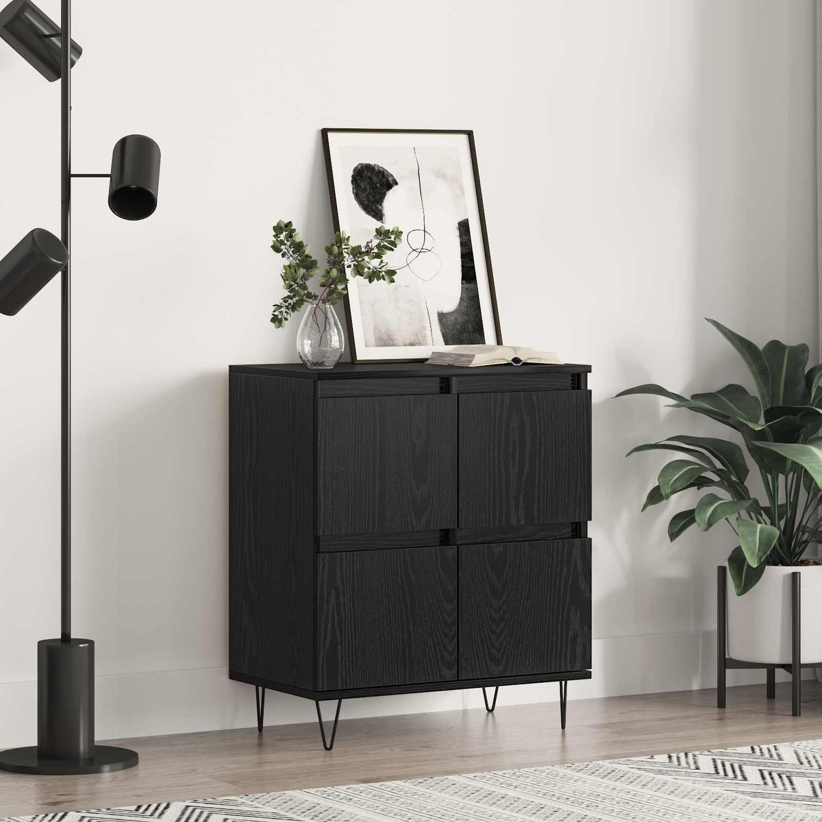 Dressoir Zwart Eiken 60 x 35 x 70 cm is nu te koop bij PeponiXL, paradijselijk wonen!