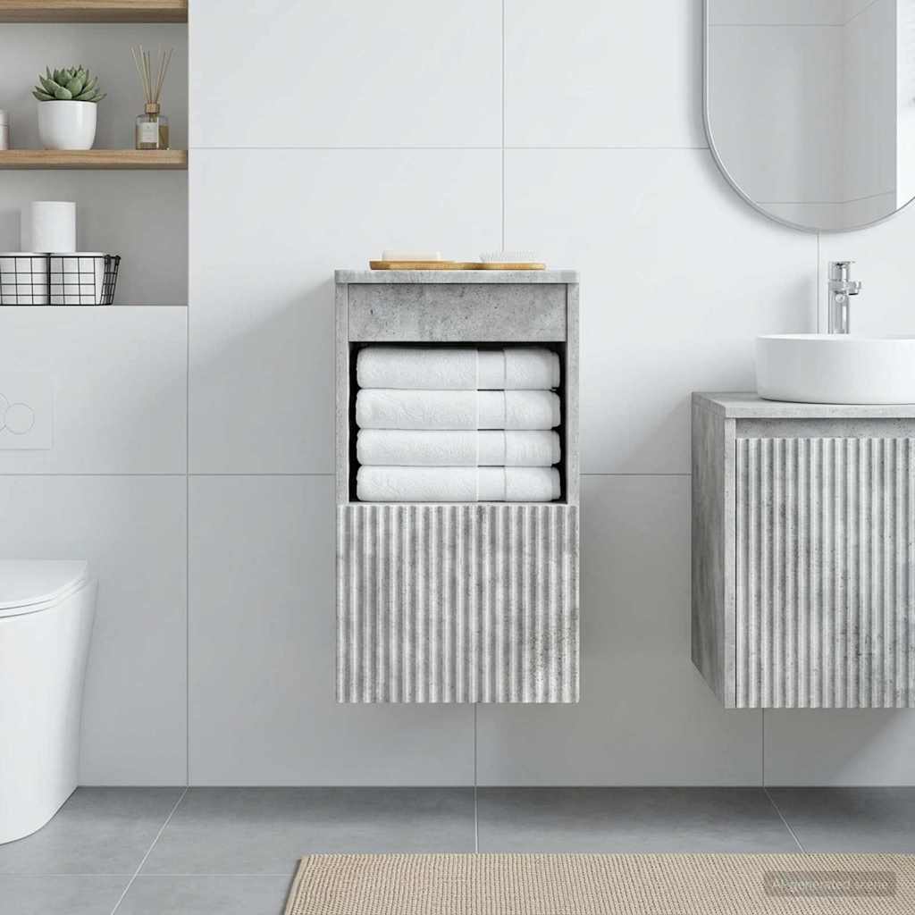 Badkamerkast Betongrijs 30 x 44,5 x 50 cm Bewerkt hout is nu te koop bij PeponiXL, paradijselijk wonen!