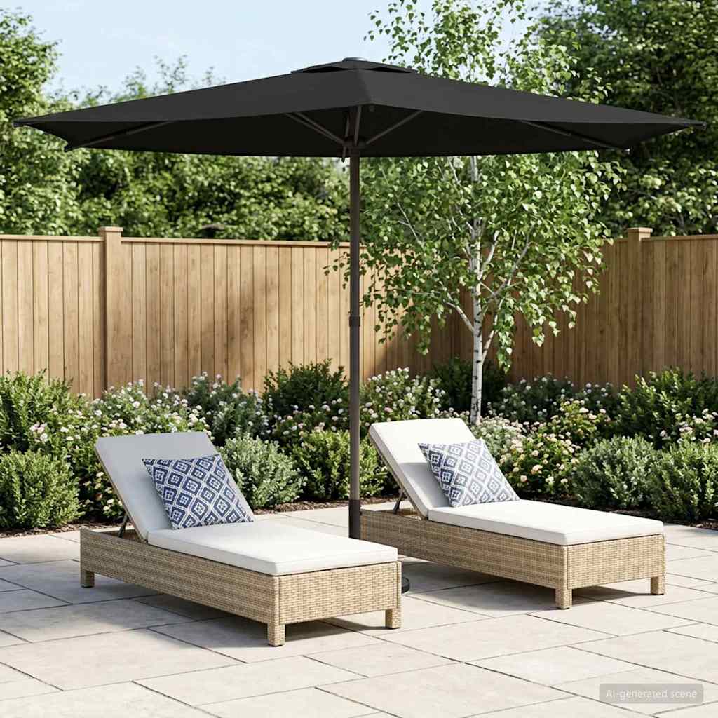 Tuinparasol 270 x 270 cm Polyester Rechthoekig Zwart is nu te koop bij PeponiXL, paradijselijk wonen!