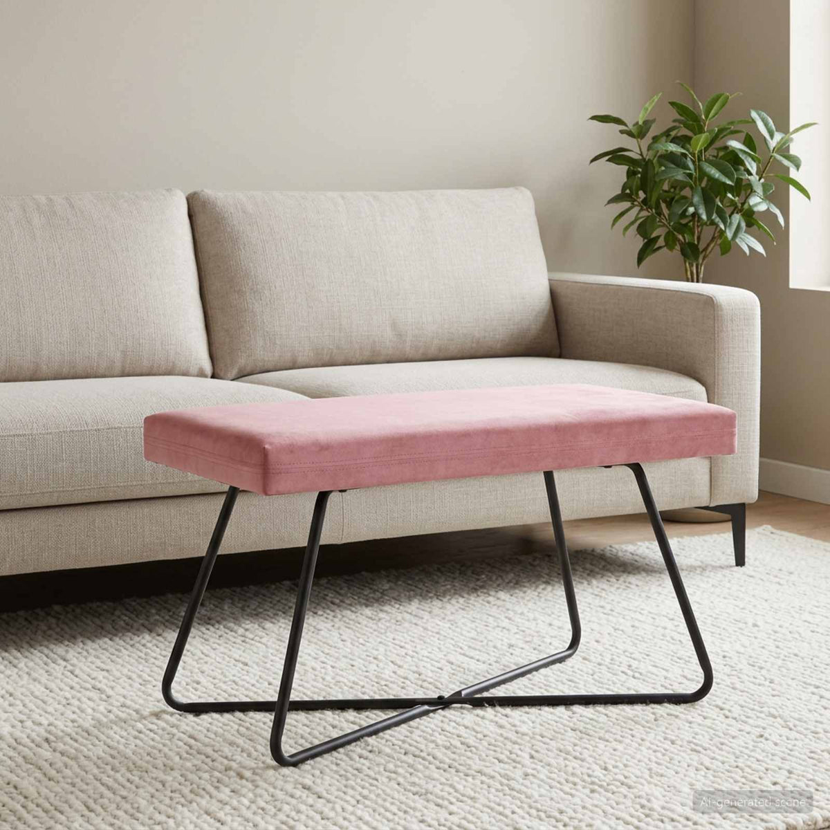 Bank Roze 80 x 40 x 45 cm fluweel is nu te koop bij PeponiXL, paradijselijk wonen!