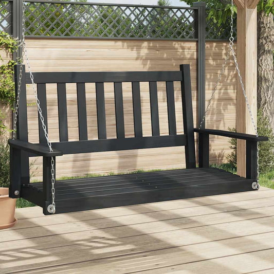 Tuinschommelbank met metalen kettingen massief vurenhout zwart is nu te koop bij PeponiXL, paradijselijk wonen!