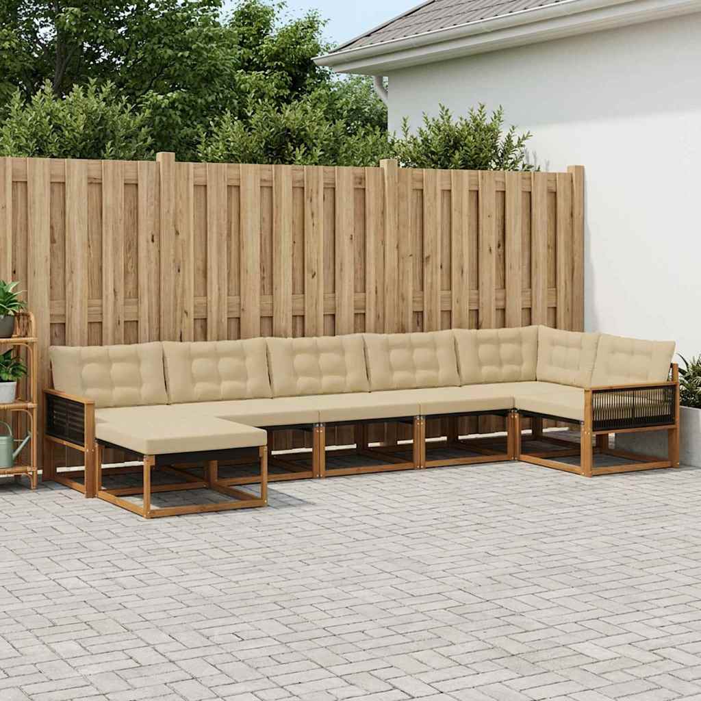 Buiten bankenset met kussen 7 pcs Natuurlijk en Beige is nu te koop bij PeponiXL, paradijselijk wonen!