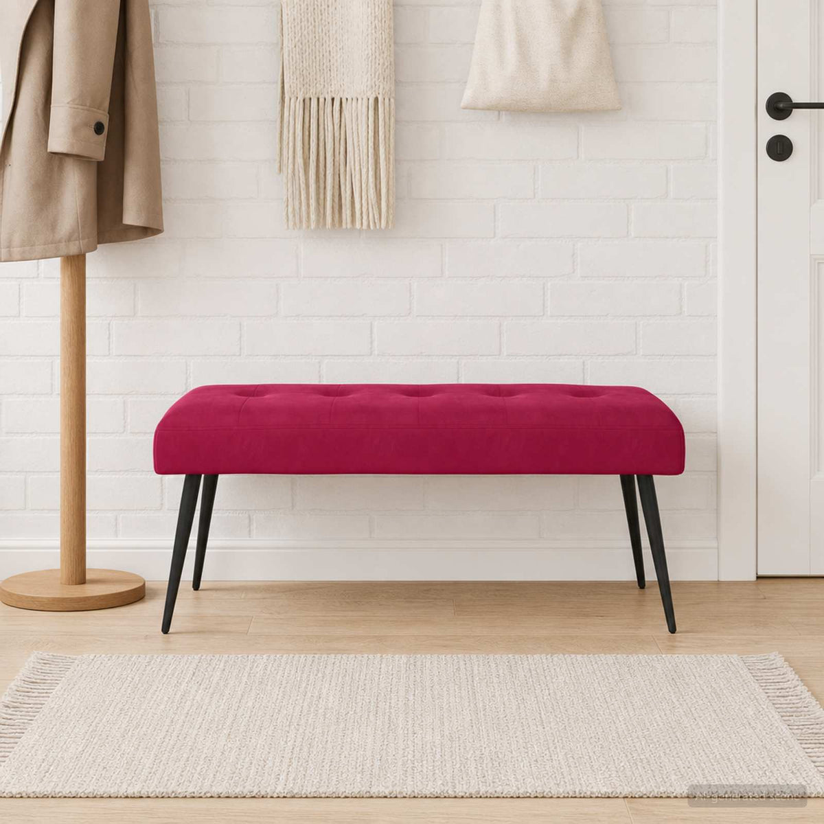 Bank met knoopverstelling Wijnrood 110 x 40 x 46 cm fluweel is nu te koop bij PeponiXL, paradijselijk wonen!