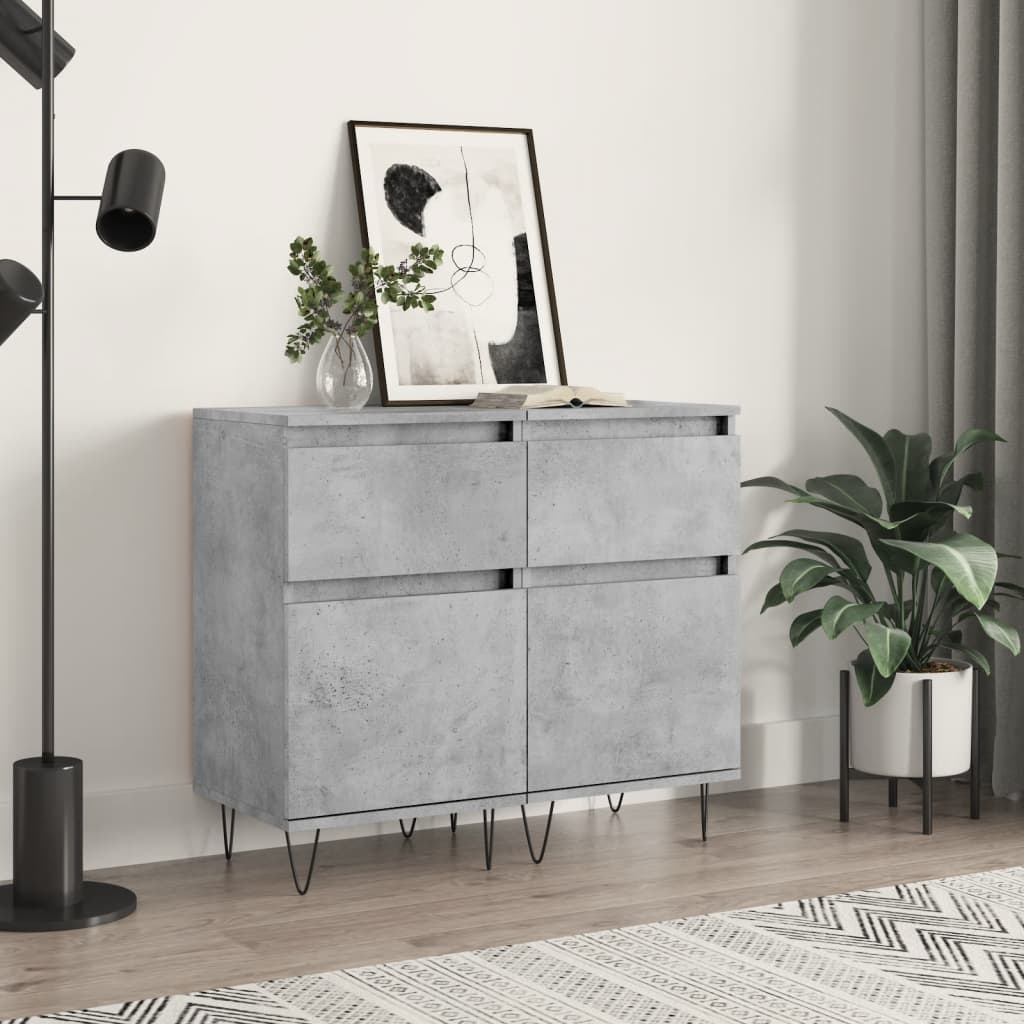Dressoirs 2 st 40x35x70 cm bewerkt hout betongrijs is nu te koop bij PeponiXL, paradijselijk wonen!