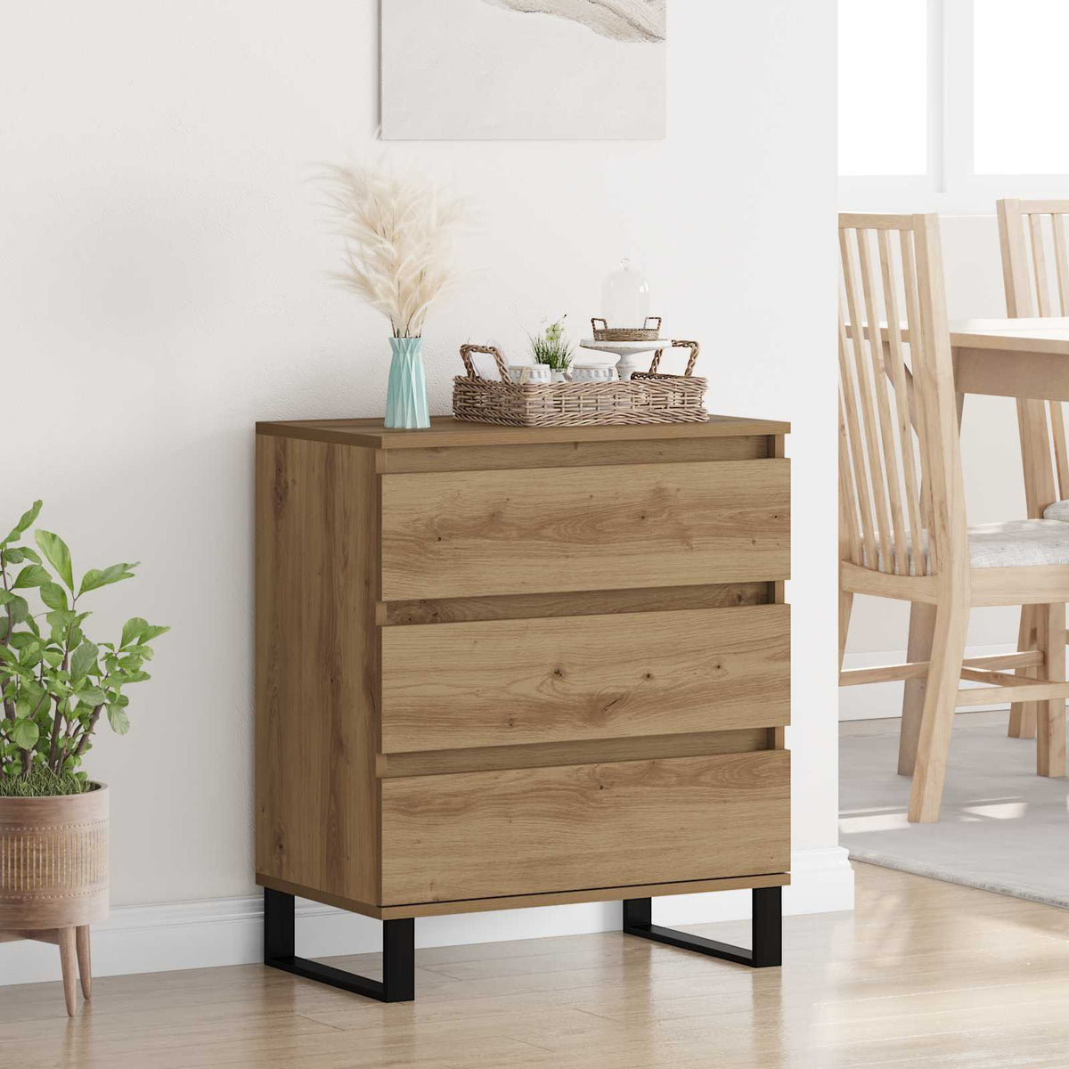 Dressoir Artisan Eiken 60 x 35 x 70 cm Bewerkt hout is nu te koop bij PeponiXL, paradijselijk wonen!
