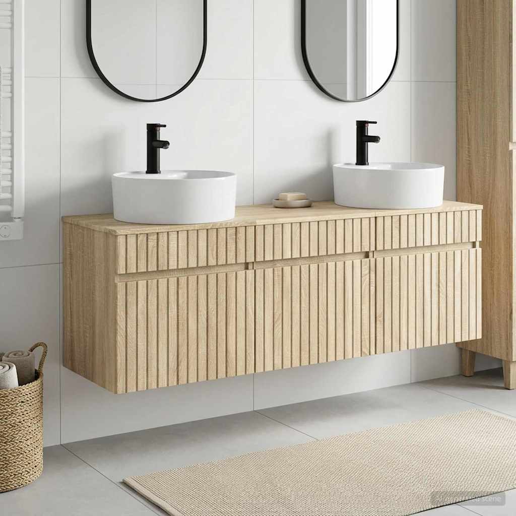 Badkamerkastenset 3 st Sonoma Eiken 49 x 44,5 x 65 cm is nu te koop bij PeponiXL, paradijselijk wonen!