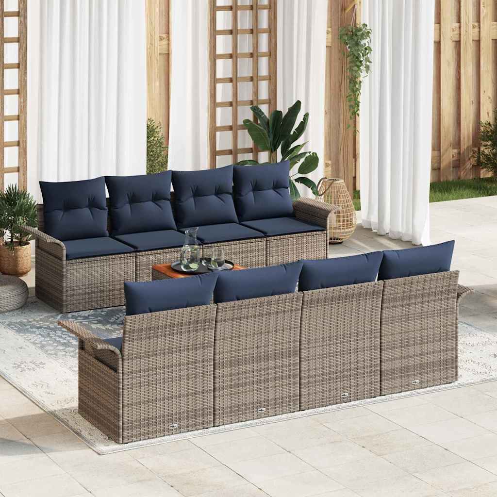Tuinbankenset met kussen 9 pcs Grijs poly rattan is nu te koop bij PeponiXL, paradijselijk wonen!