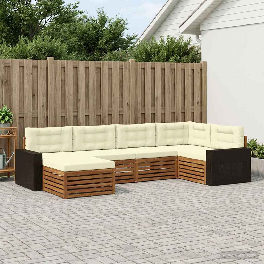 Buiten bankenset met kussen 6 pcs Natuurlijk en Crème is nu te koop bij PeponiXL, paradijselijk wonen!