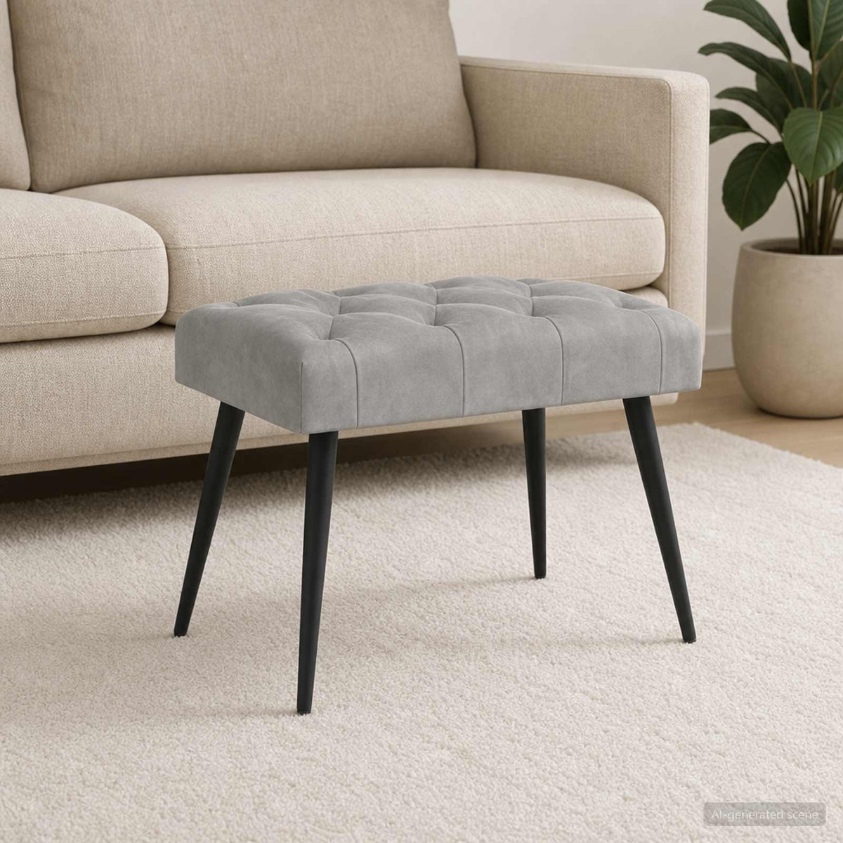 Bank met knoopverstelling Lichtgrijs 60 x 40 x 45 cm Fluweel is nu te koop bij PeponiXL, paradijselijk wonen!