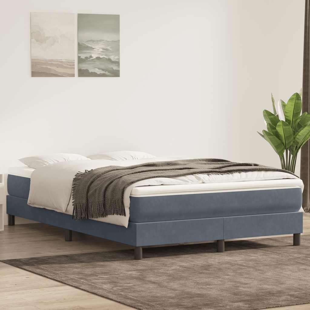 Boxspring zonder matras fluweel donkergrijs 140x220 cm is nu te koop bij PeponiXL, paradijselijk wonen!