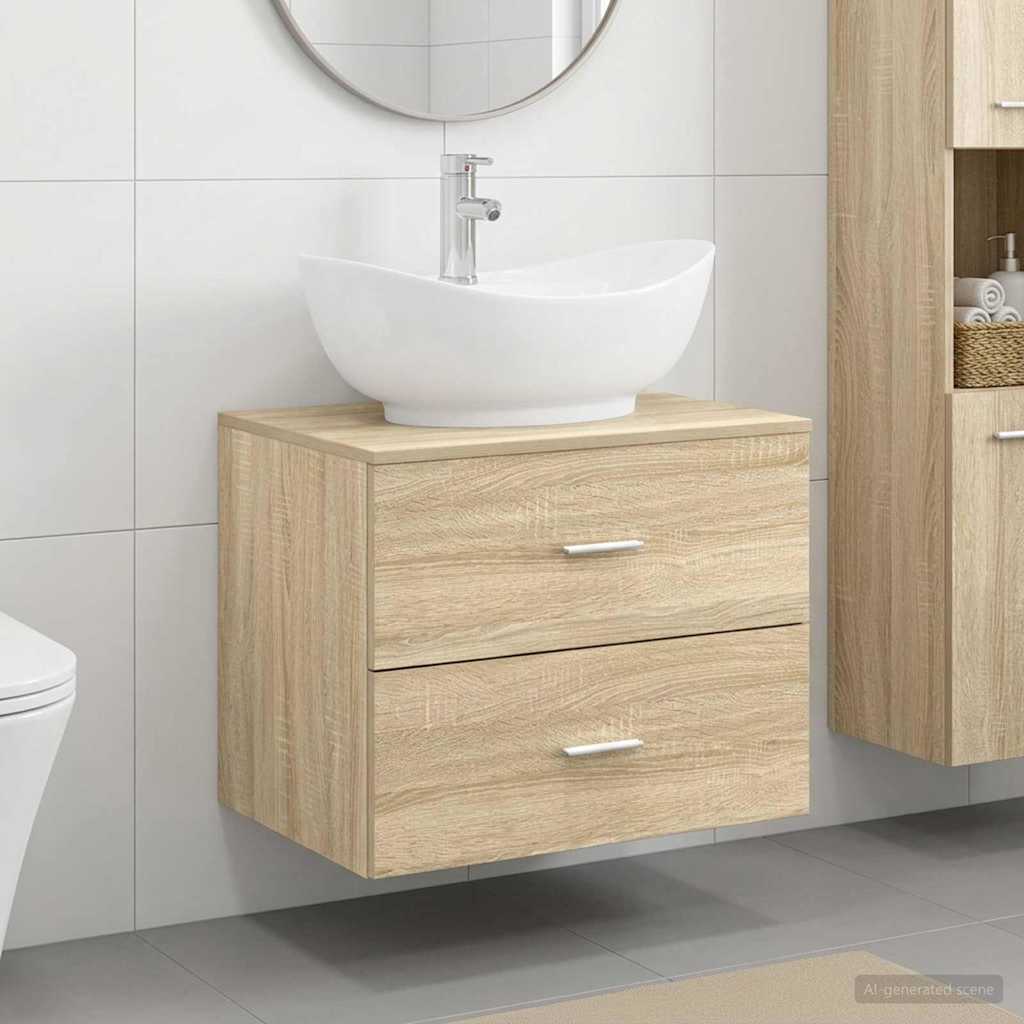 Badkamermeubelset Sonoma Eiken Bewerkt hout is nu te koop bij PeponiXL, paradijselijk wonen!