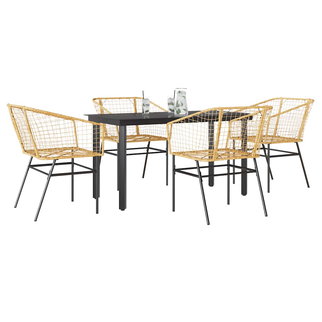 5-delige Tuinset poly rattan glas bruin is nu te koop bij PeponiXL, paradijselijk wonen!