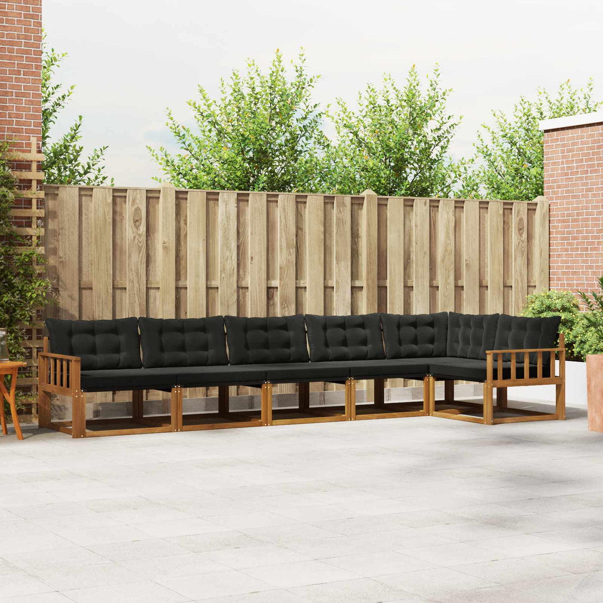 Buiten bankenset met kussen 6 pcs Natuurlijk en Zwart is nu te koop bij PeponiXL, paradijselijk wonen!