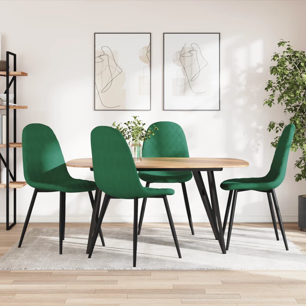 Eetkamerstoelen 4 st fluweel donkergroen is nu te koop bij PeponiXL, paradijselijk wonen!