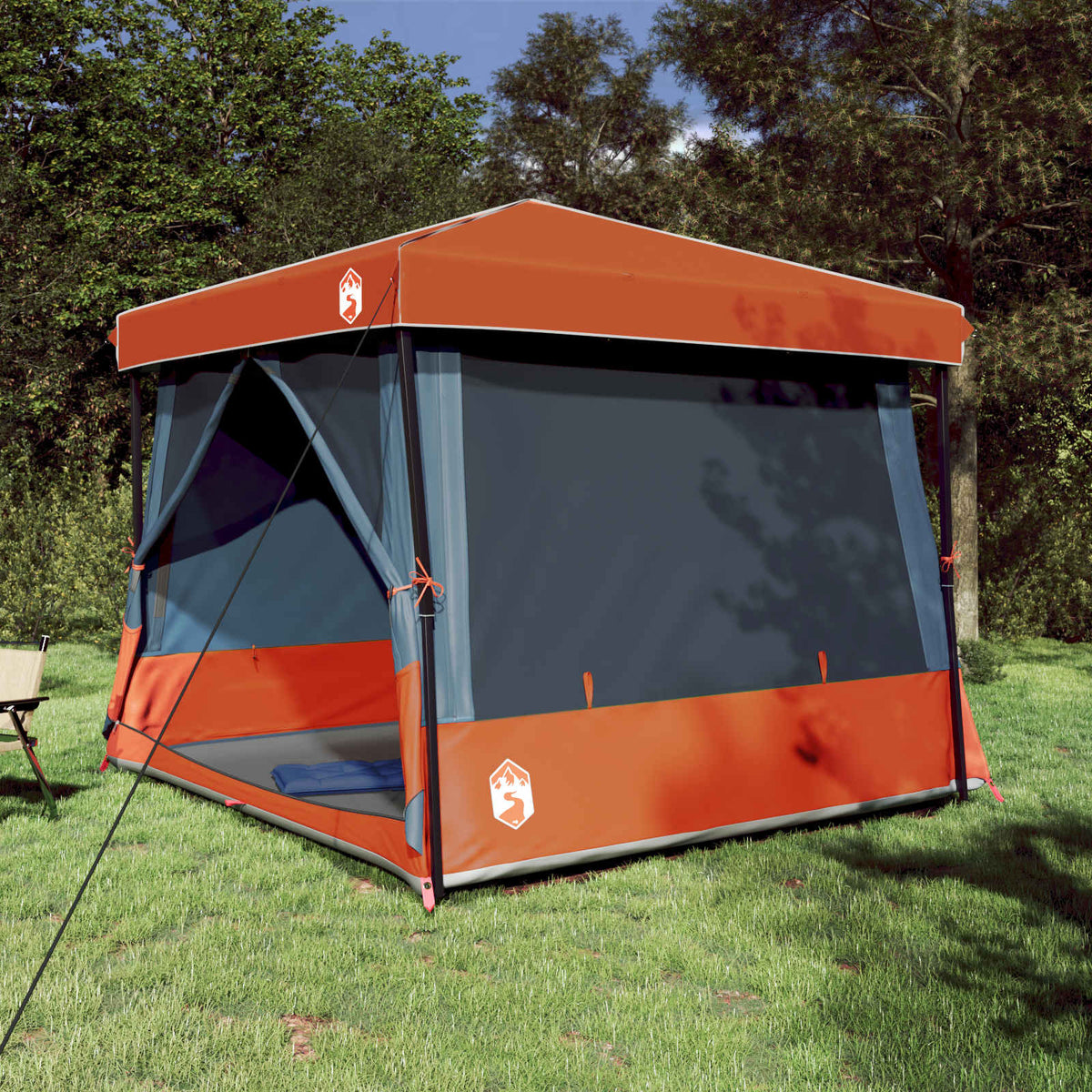 Camping Tent Set met dak 2 pcs Grijs en Oranje Taffeta en Stof is nu te koop bij PeponiXL, paradijselijk wonen!