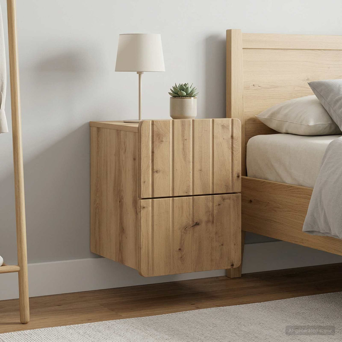 Wandbeugel Bedkast 2 pcs Artisanaal eiken 33 x 34,5 x 43 cm is nu te koop bij PeponiXL, paradijselijk wonen!