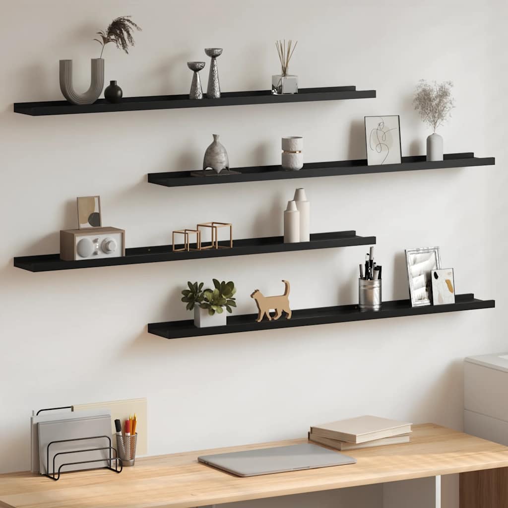 Wandschappen 4 st 100x9x3 cm zwart is nu te koop bij PeponiXL, paradijselijk wonen!