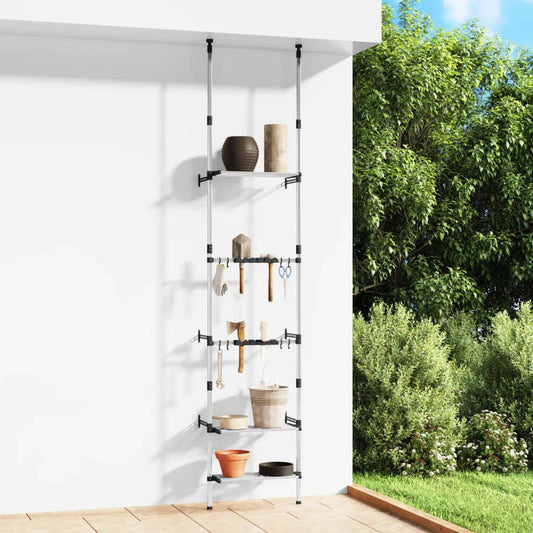 Tuinrek met 3 schappen telescopisch aluminium zilverkleurig is nu te koop bij PeponiXL, paradijselijk wonen!