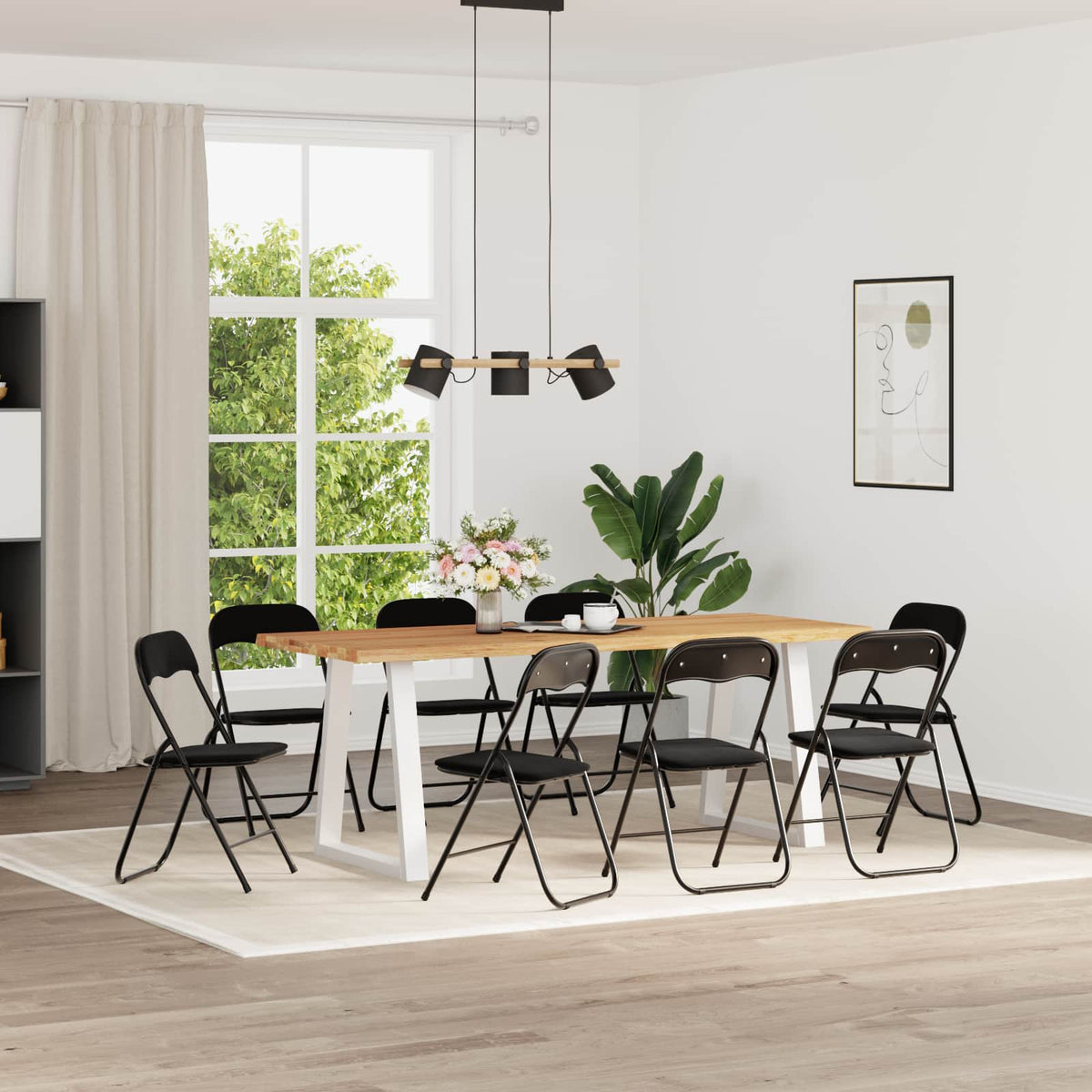 Inklapbare stoel 8 pcs Zwart 48 x 44 x 78 cm Fluweel is nu te koop bij PeponiXL, paradijselijk wonen!