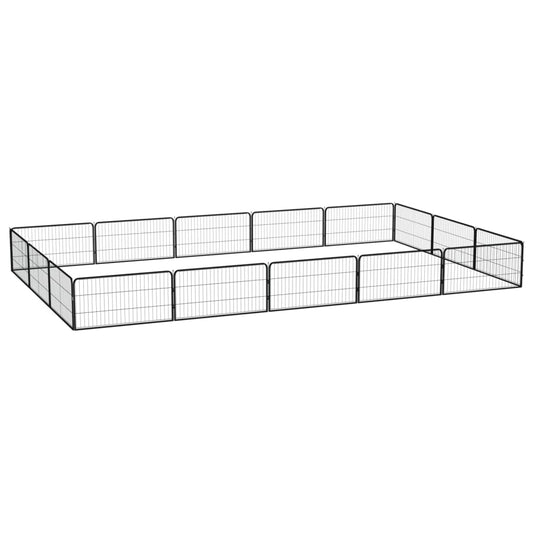 Hondenkennel 16 panelen 100x50 cm gepoedercoat staal zwart is nu te koop bij PeponiXL, paradijselijk wonen!